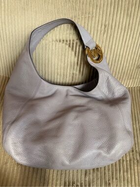 Michael Kors Fulton Large Lavender Pebbled Leather Hobo Bag - Gold Hardware